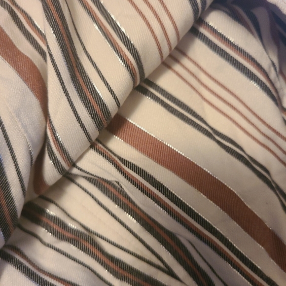 Loft Women's Size 10 A-Line Skirt White Rayon Neutral Color With Silver Stripes. - Picture 2 of 5